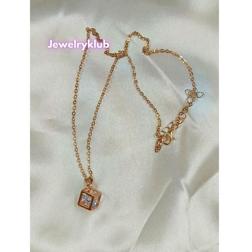 Jewelryklub AD Cubic Zirconia Pendant Necklace Chain For Women Girls Anti Tarnish Stainless Steel Rose Gold Design 10 view 2