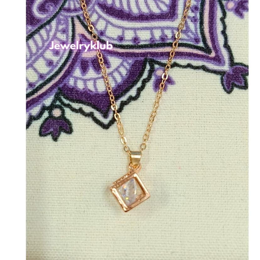 Jewelryklub AD Cubic Zirconia Pendant Necklace Chain For Women Girls Anti Tarnish Stainless Steel Rose Gold Design 10 view 4