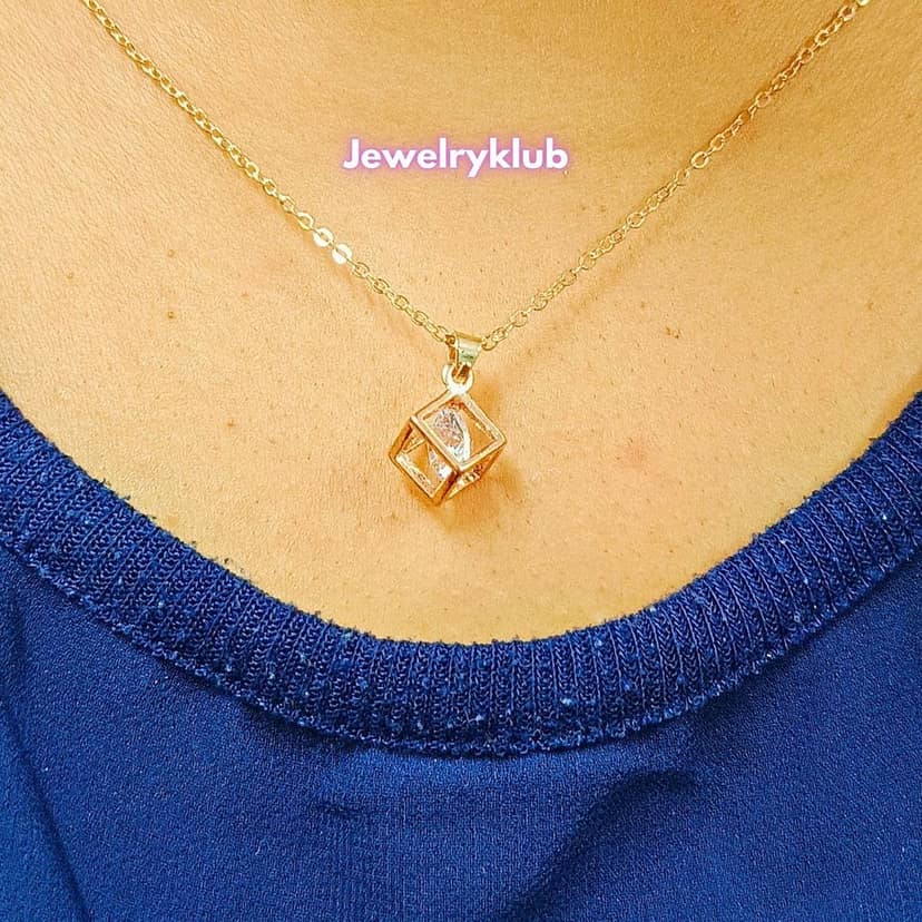 Jewelryklub AD Cubic Zirconia Pendant Necklace Chain For Women Girls Anti Tarnish Stainless Steel Rose Gold Design 10 view 5