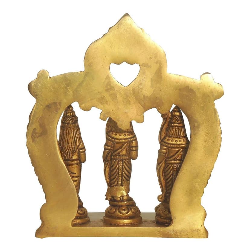 Brass Ram Darbar Statue | Antique Finish Ram Parivar Idol, Height : 5.5 Inch (BSMAS1394 E) view 3