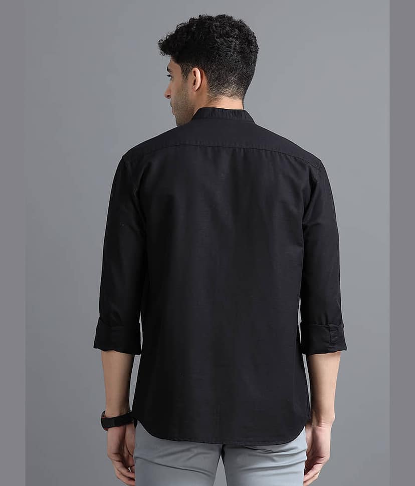 Cool Colors 100% Cotton Slim Fit Solids Full Sleeves Men's Casual Shirt - Navy ( Pack of 1 ) view 3