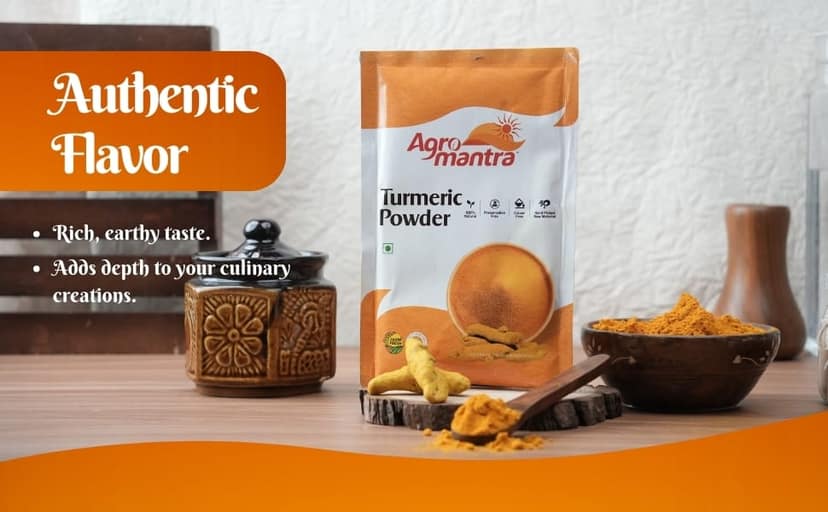 Agro Mantra Turmeric Powder 500g | Without Preservatives & Artificial Colour | Hand-Picked Natural Sources | Vibrant Golden Hue | Essential Indian Spice for Curries, Biryanis & Marinades (pack of 3) view 6