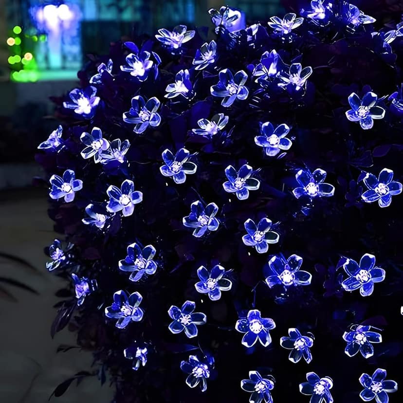 GLOWSERIE Blue Flower Fairy String Lights – Soft Glow Decorative Lights for Home