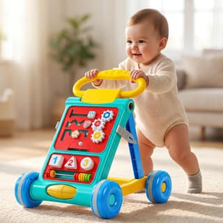 Uonibaby Baby Push Walker, Musical Push Walker for 9 Months+, Toodler Walking Toy for 1 to 2 Years, Interactive Activity Panel with Gears, Shapes, Numbers & Beads, Sturdy Handle & Large Wheels Uonibaby Baby Push Walker, Musical Push Walker for 9 Months+,