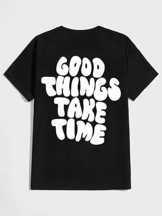 SCOTT FINCHER Men's T-Shirt with "Good Things Take Time" Print : AA(HSR)BLACK_62