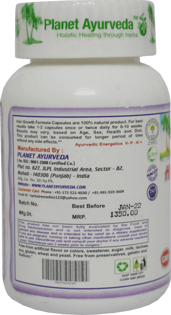 Planet Ayurveda Hair Growth Formula - Longer & Thicker Hair, Super Strength - 60 Capsules view 2