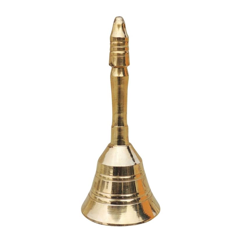 Brass Pooja Hand Bell, Meenar Ghanti, Height : 4 Inch (FMAS678 B) view 3
