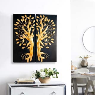 Rudraksha Corporation Metal Wall Decor For Living Room And Bedroom Metal Wall Art Sculpture For Decorating Drawing Room Sofa Wall Gift For Home Decor Or Office Decor(Metal Tree On Wooden Board