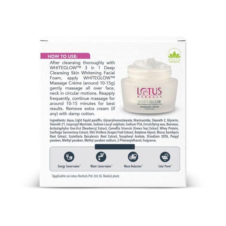 Lotus Herbals WhiteGlow Skin Whitening & Brightening Massage Cream (60gm) view 8