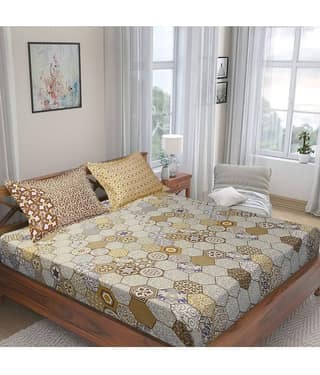 Home Candy Cotton King Bedsheet ( Brown )