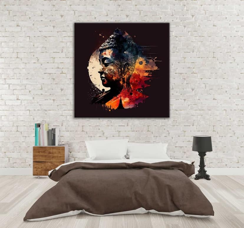 LORD BUDDHA WALLART 24in X 24in WITH BLACK FRAME