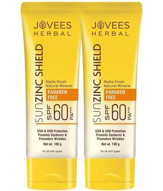 Jovees Herbal Sun Zinc Shield SPF 60 PA+++ Broad Spectrum Matte Finish 100g (Pack of 2)