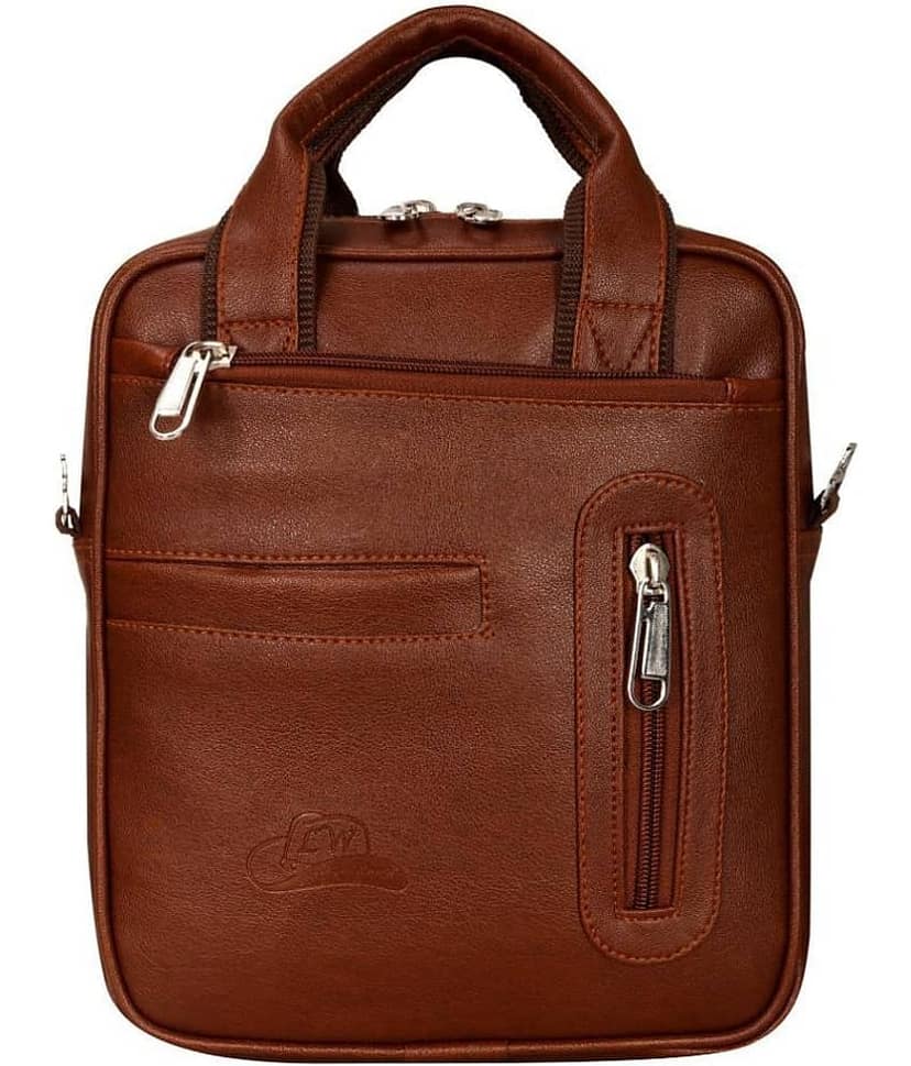 Leather World - Tan Solid Messenger Bags view 2