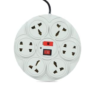8+1-Socket Round Extension Cord with Individual Switches and Overload Protection fuse