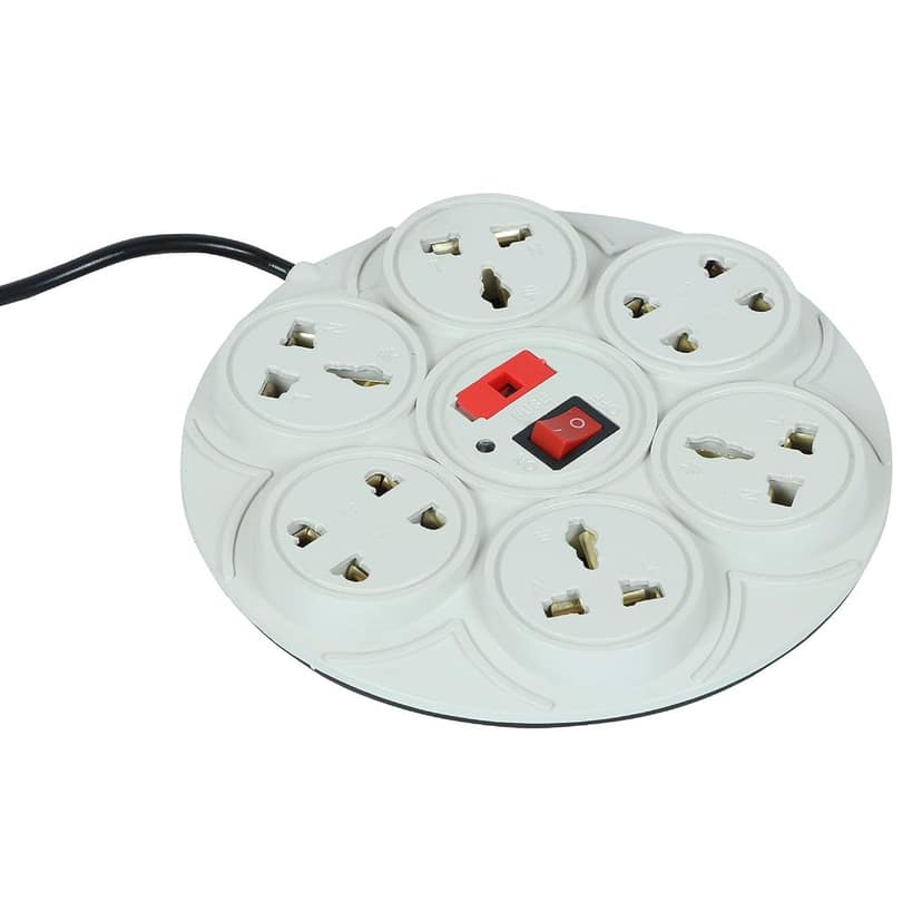 8+1-Socket Round Extension Cord with Individual Switches and Overload Protection fuse view 3