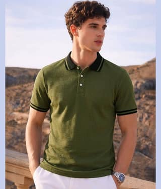 AOOSH Men Cotton Blend Regular Fit Solid Polo T Shirt ( Peach )