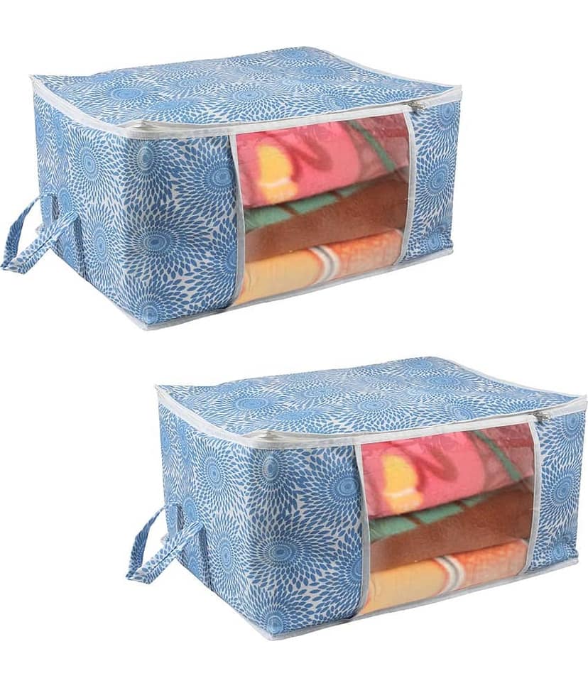 Prettykrafts Underbed Storage Bag, Storage Organizer, Blanket Cover with Side Handles (Set of 2 pcs)