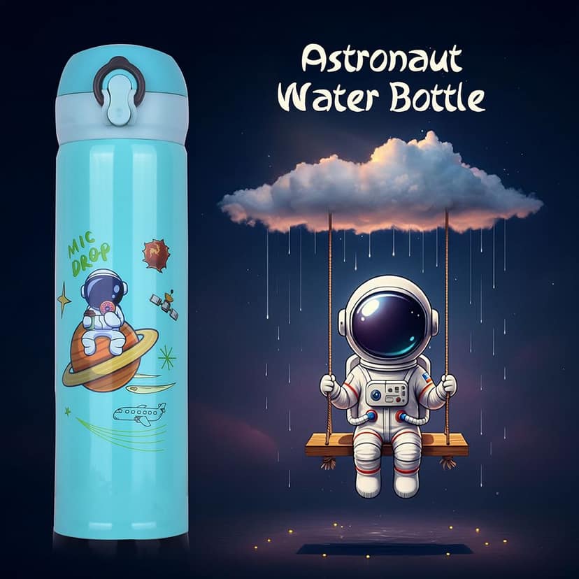 Astronaut Water Bottle | Water Bottle For Astronaut | Water Container For Astronaut | Stainless Steel Water Bottle | Kids Steel Water Bottle | Insulated Water Bottle | Stainless Steel Water Bottle | Sipper Water Bottle | Cute Water Bottle view 4