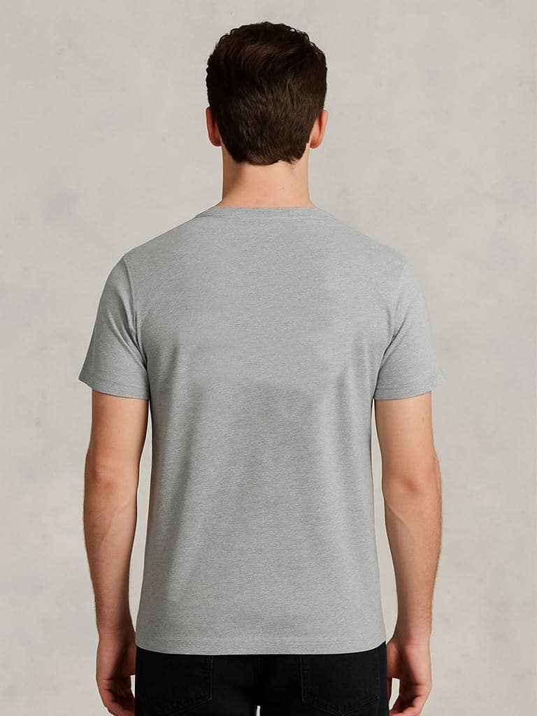 Cotton Grey Mélange Round neck T-Shirt view 2