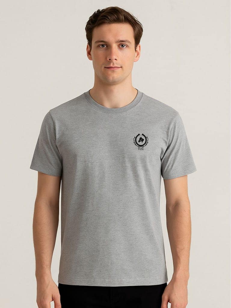 Cotton Grey Mélange Round neck T-Shirt view 3