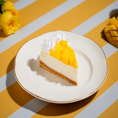 Mango cheesecake slice