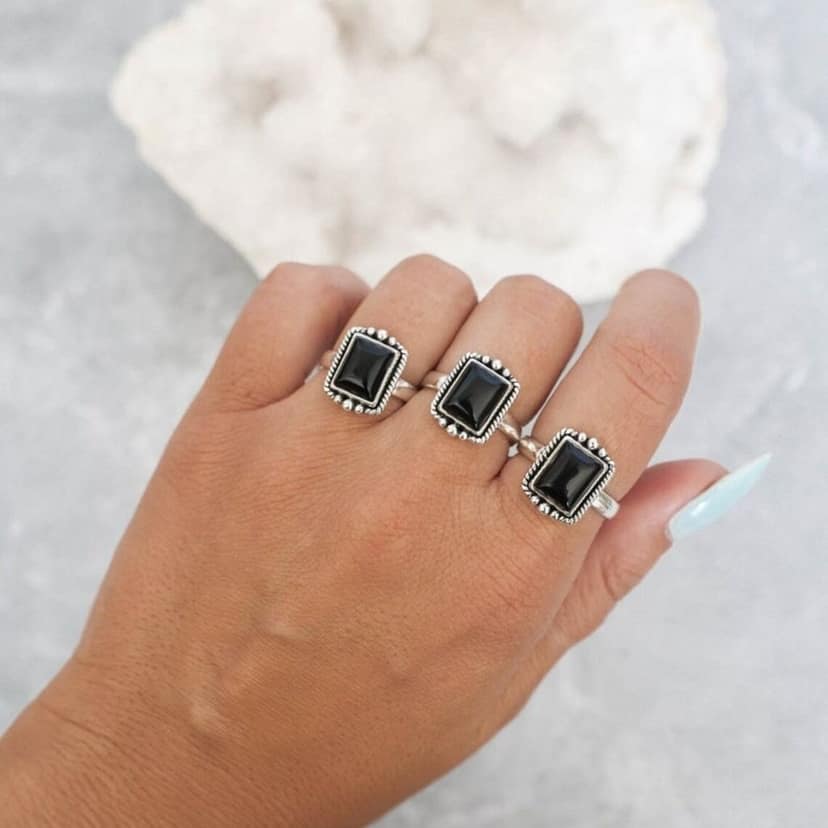 Sterling Silver Black Onyx Ring view 6