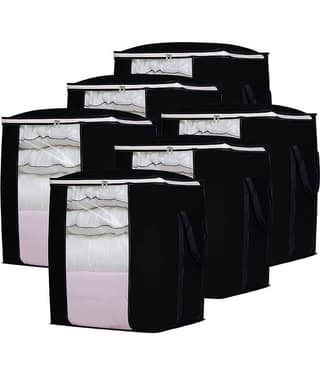 Double R Bags - Black Fabric Storage Bag & Trunk Pack of 6
