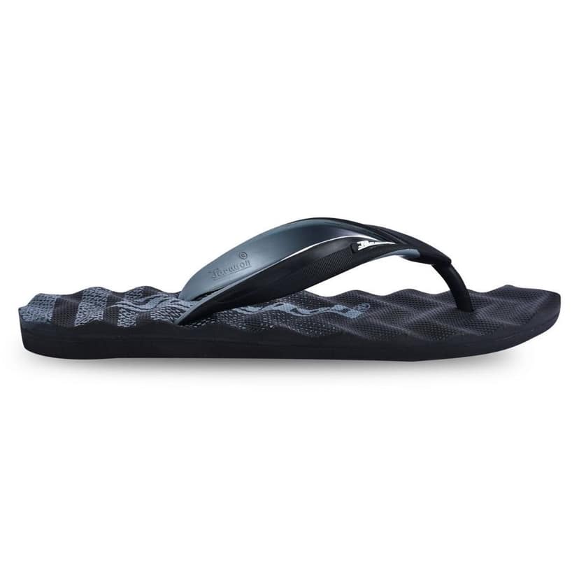 Paragon Lightweight Textured Black Casual Flip Flops for Men view 3