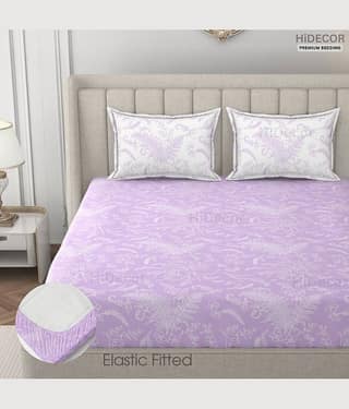 HIDECOR Microfibre 1 King Fitted Bedsheet with 2 Pillow Covers ( 198 cm x 182 cm ) , Off White