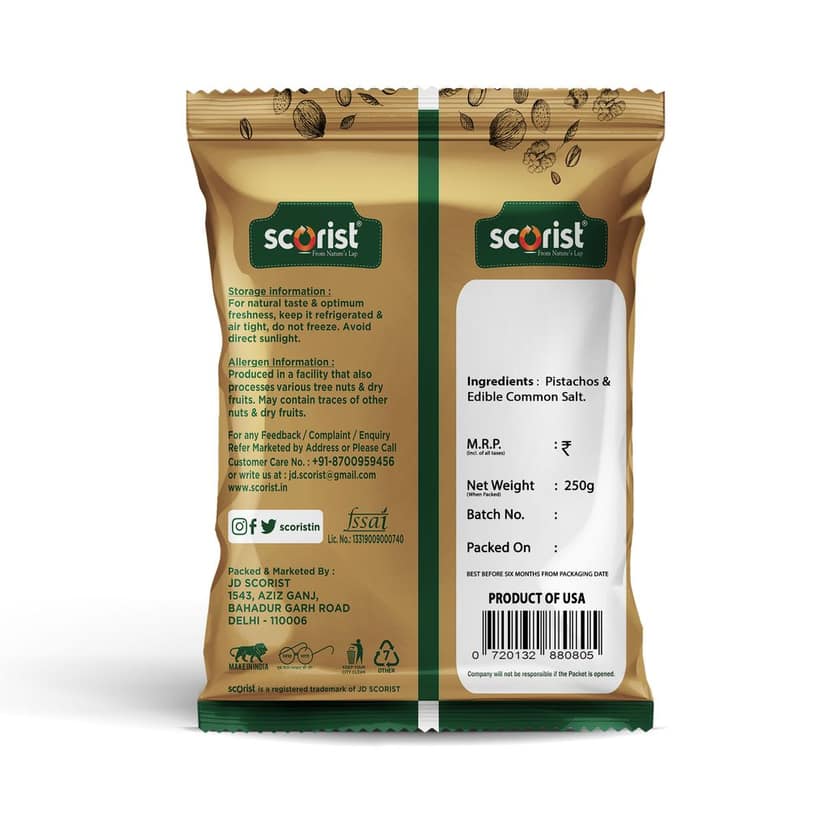 Scorist Popular California Pistachios (Roasted & Salted) 250g view 3