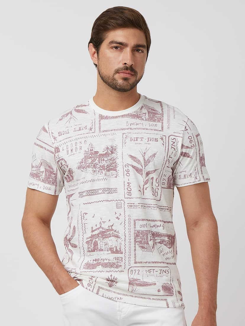 Off White Stamp Print Slim Fit T-Shirt