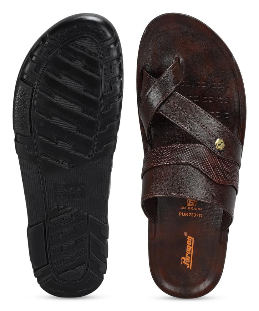 Paragon Men's Slip-on Brown Sandals for Men | Comfortable Sole & Durable view 5