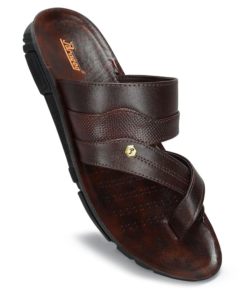Paragon Men's Slip-on Brown Sandals for Men | Comfortable Sole & Durable view 6