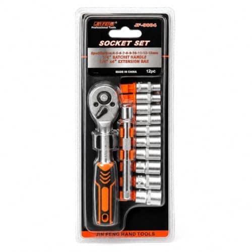 SPARTAN By Mechtec 12 in 1 Heavy Duty Socket Set 1/4" Chrome Vanadium Steel Ratchet Socket Wrench Spanner 12 Pieces Hand Tool Kit For Mechanic Tool Kits Household Auto Repair Pack of 1 view 2
