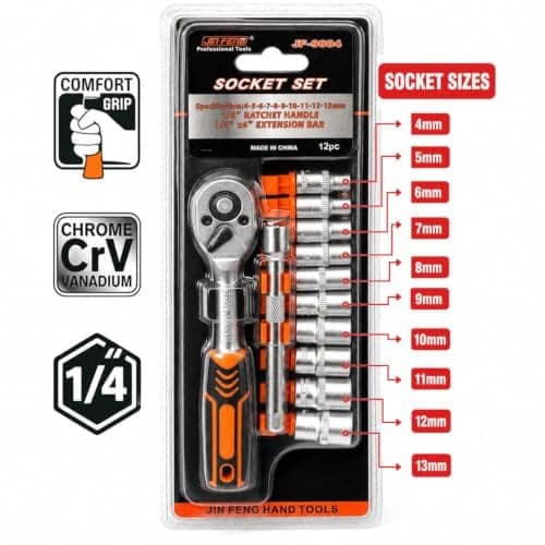 SPARTAN By Mechtec 12 in 1 Heavy Duty Socket Set 1/4" Chrome Vanadium Steel Ratchet Socket Wrench Spanner 12 Pieces Hand Tool Kit For Mechanic Tool Kits Household Auto Repair Pack of 1 view 3