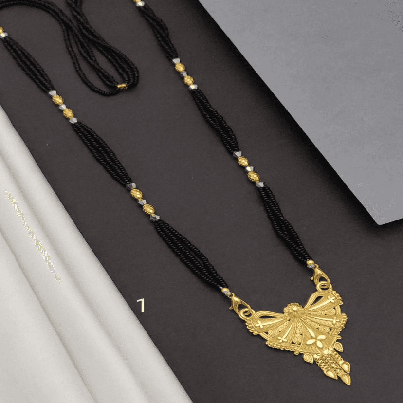 New Gold Plated Dhaga mangalsutra For Women's (RK_DM-1) & Earrings Jhumkhas Gold Jhumka Charming Women's and Girls (RK_JE-2) (COMBO PACK OF 1 PIC & 1 PAIRS) view 2