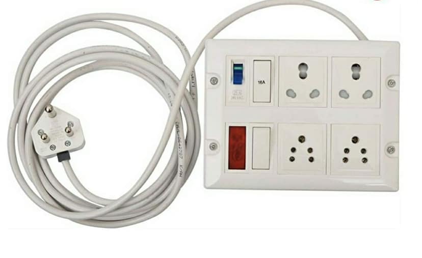 INDRICO? Heavy Duty Polycarbonate Power Strip Extension Box (White) with 4M Heavy Wire