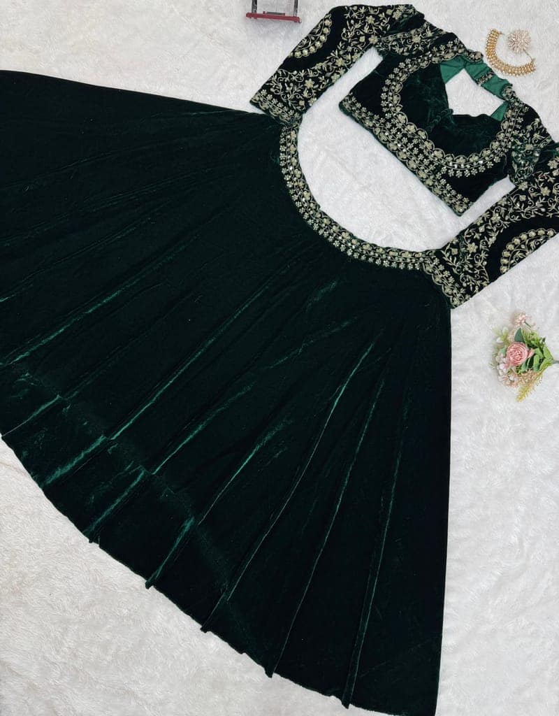 Green Lehenga Choli Readymade Stitched For Wedding Women Partywear Skirt Ready To Wear view 9