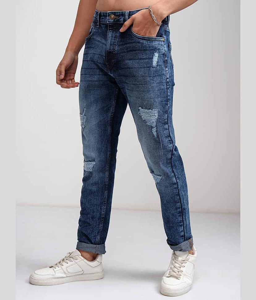 Highlander Slim Fit Distressed Men's Jeans - Light Blue ( Pack of 1 ) view 4