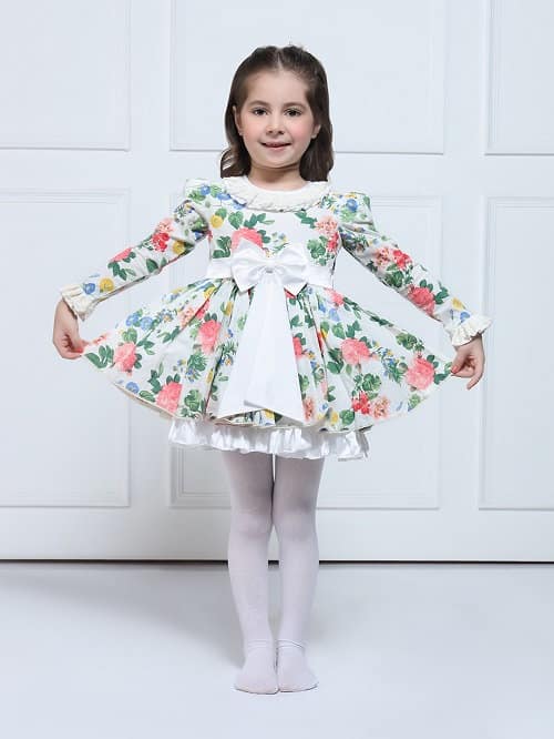 THE PONY & PEONY CO. Girl Old Rose - Blossom White Dress