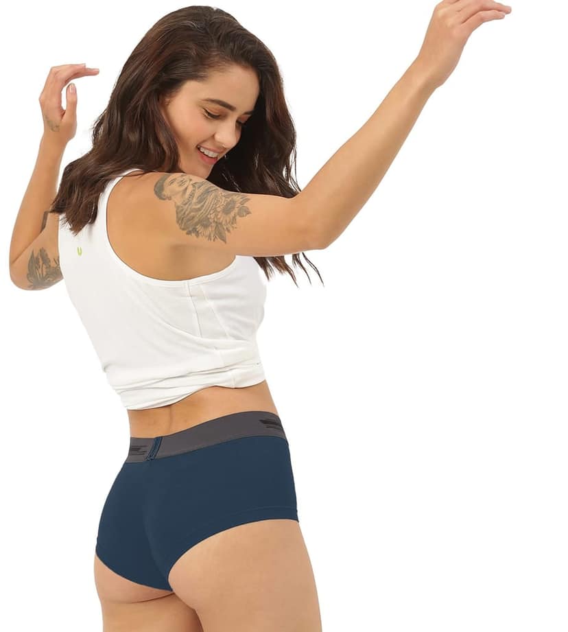 Freecultr Women's Underwear Antibacterial Micromodal Airsoft | Boxer Brief - Non-Itch, No Chafing, Sweat-Proof Comfort Pack of 1-Prussian Blue view 4