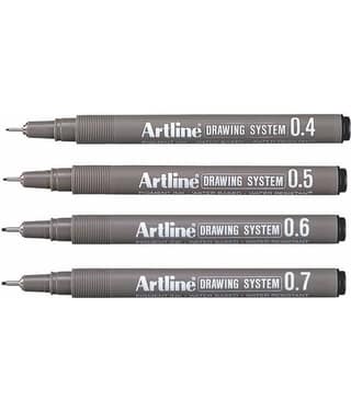 Artline Drawing Fineliner Pen (Pack Of 4, Black)
