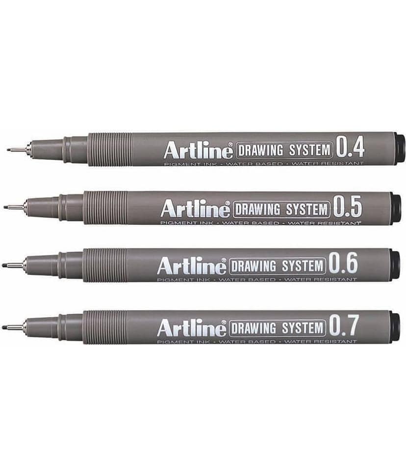 Artline Drawing Fineliner Pen (Pack Of 4, Black)
