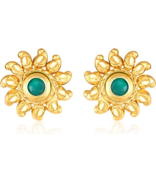 Vighnaharta Trendy Flower Gold Plated Green Stone studded alloy Stud Earring for Women and Girls- (VFJ1468ERG-GREEN)
