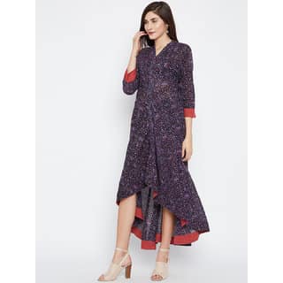 Purple-print-kurta view 2