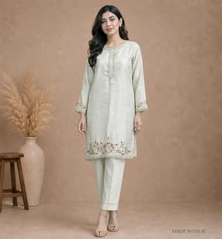 Handcrafted Zari Zardozi Organza Kurta