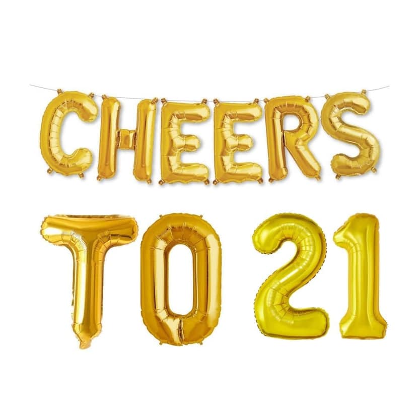Partyzon Gold Cheers to Birthday Foil Balloon Combo Party Decoration for Anniversary Celebration 16 Inches