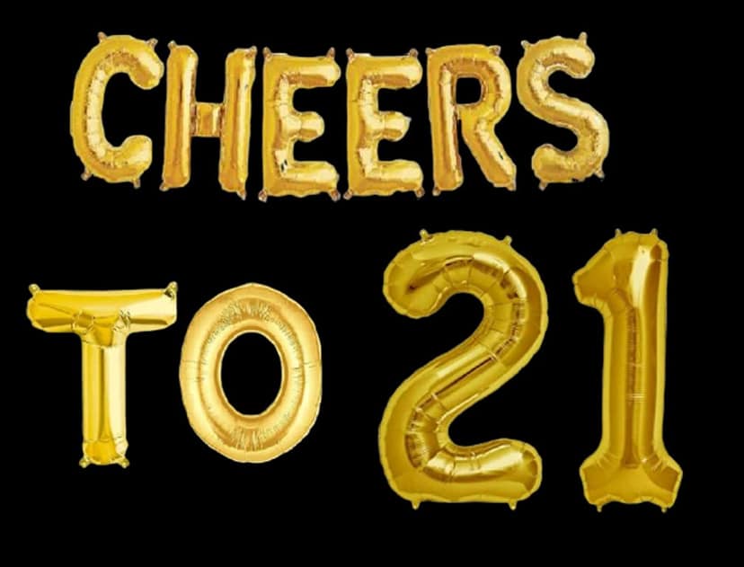 Partyzon Gold Cheers to Birthday Foil Balloon Combo Party Decoration for Anniversary Celebration 16 Inches view 2