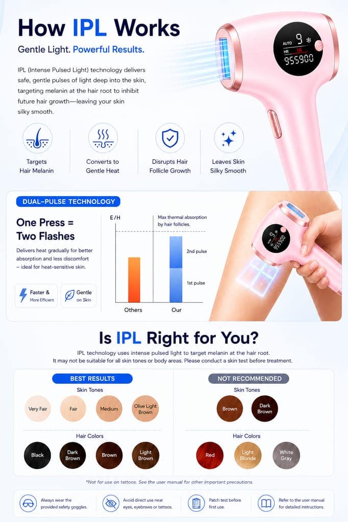 Yuva Pulse IPL Laser Hair Remover for Women & Men | 999900 Flashes | Ice Cooling | Permanent Hair Removal in 8 Weeks | Painless Hair Removal for Face, Body, Bikini, Underarms (White) view 5