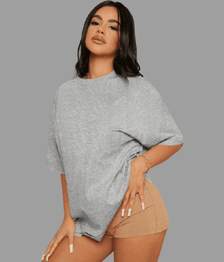 ELBATROSS Women Cotton Blend Solid Oversized Fit Round Neck T-Shirt ( White )